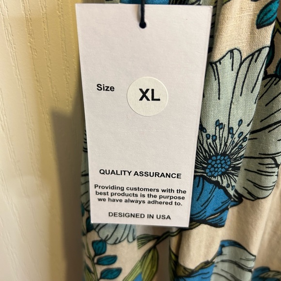 💚”Tulip Creations” NWT Floral Short Puff Sleeve Smocked Back Midi Dress Size XL - Picture 7 of 15